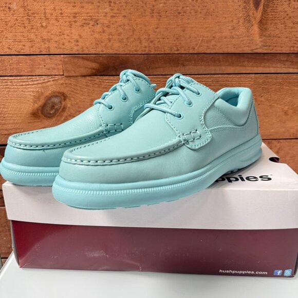 Hush Puppies Shoes Sneakers Mens Size 11.5 GIL Sea Foam Leather Cuir Mousse NIB - Picture 4 of 11